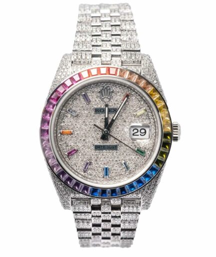 Rolex Datejust 126300 Iced Out Rainbow Super Clone Watch