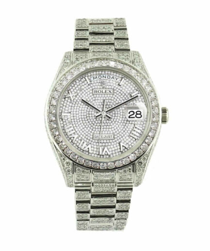Rolex Datejust Baguette II White Gold Iced Out Diamond Dial 116300 Super Clone Watch
