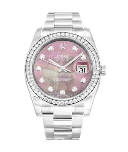 Rolex Datejust Diamond Bezel Pink Dial 116244 Oyster Super Clone Watch
