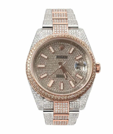 Rolex Datejust Two Tone Jubilee Fully Iced Out 126303 Super Clone Watch