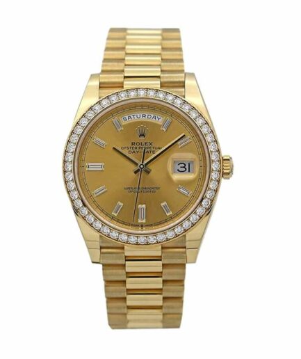 Rolex Day-Date 228348RBR KW Yellow Gold & Diamonds Champagne Dial Super Clone Watch