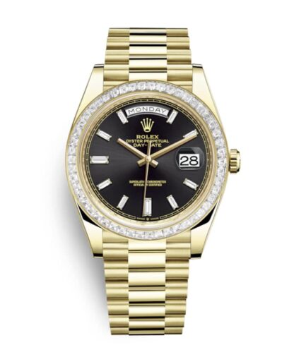 Rolex Day-Date 228398TBR Yellow Gold & Diamonds Black Dial Super Clone Watch