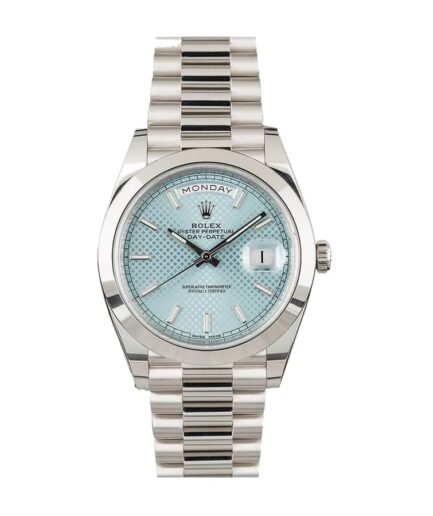 Rolex Day Date Ice Blue Baguette Dial Platinum Presidential 228206 Super Clone Watch