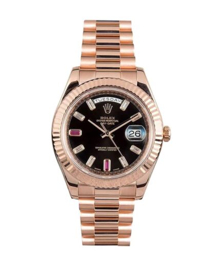 Rolex Day-Date II 218235 Rose Gold Black Super Clone Watch