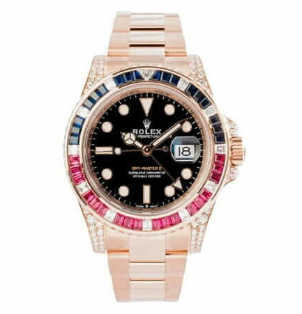 Rolex GMT-Master II 126755SARU Diamond Bezel Black Dial Super Clone Watch