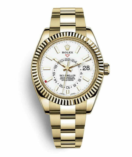 Rolex Sky-Dweller Yellow Gold Fluted Bezel Super Clone Watch