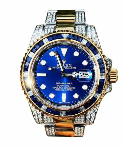 Rolex Submariner 18038 Iced Out Blue Dial Super Clone Watch